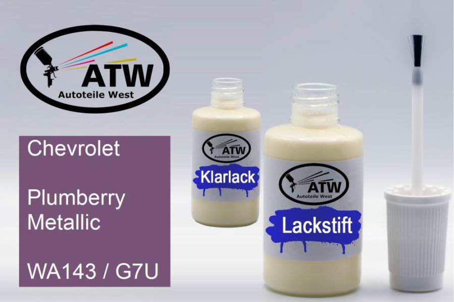 Chevrolet, Plumberry Metallic, WA143 / G7U: 20ml Lackstift + 20ml Klarlack - Set, von ATW Autoteile West.